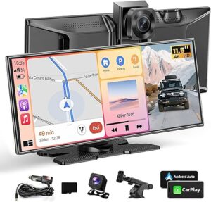 Largest 11.5" Portable Apple Carplay Screen for Car, 4K Wireless Car Play & Android Auto, Upgrade Touchscreen with Dash Cam, App Control/Loop Recording/Backup Camera/Mirror Link/GPS/FM