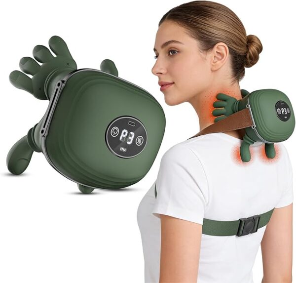 Human-Like Neck Massager with Heat for Pain Relief Deep Tissue, Cordless 4D Kneading Neck and Shoulder Massager Back Massager with Bionic fingers Massage
