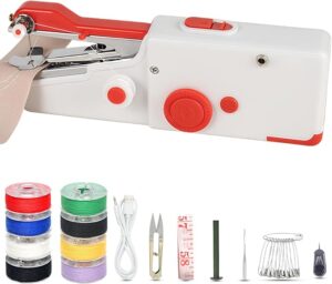 Handheld Electric Mini Sewing Machine for Beginners Adult,Portable Stitching Single Thread Sewing Machine Sewing Kit for Quick Clothes Repairs