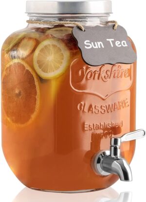 71ebySJiyJL._AC_SX679_ 1 Gallon Drink Dispenser with Spigot 18/8 Stainless Steel – Airtight & Leakproof Glass Sun Tea Jar with Anti-Rust Lids, Beverage Dispenser for Parties - Laundry Detergent Holder