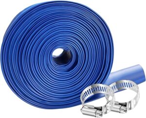 PVC HOSE 2"*50ft, Pool Backwash Hose, Heavy Duty Reinforced Blue PVC Lay Flat Water, For Swimming Drain Pools and Clean Filters, with 2 Clamp