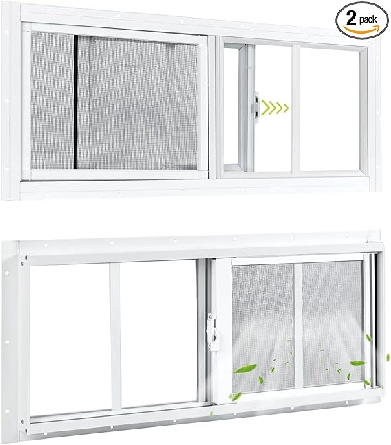 71hpuDJXLLL._AC_SX569_PIbundle-2,TopRight,0,0_SH20_ 2 Pack Shed Windows, 10"x18" Sliding Windows, Transom Window with Tempered Glass for Shed, Chicken Coop, Playhouse, Household, Garage, Barns (White)