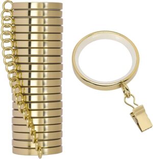 20 Pack Premium Easy Glide Curtain Rings with Clips, Metal Drapery Rings with Silent Nylon Inserts, 2 inch Diameter