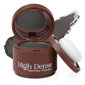 Hairline Powder, Instant Coverage Hairline Root Touch Up Powder for Mature Women Men, Waterproof Sweat Resistant Hair Line Shadow Powder Covers Thinning Areas and Gray Hair Roots, Black 0.14 oz