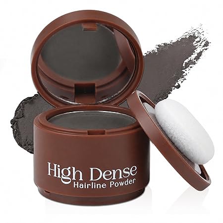 Hairline Powder, Instant Coverage Hairline Root Touch Up Powder for Mature Women Men, Waterproof Sweat Resistant Hair Line Shadow Powder Covers Thinning Areas and Gray Hair Roots, Black 0.14 oz