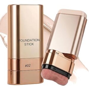 Foundation Stick, 2 in 1 Dual-Ended Concealer 24Hr Long-Lasting Foundation Contour Stick, Waterproof Creamy Complexion Sticks with Brush