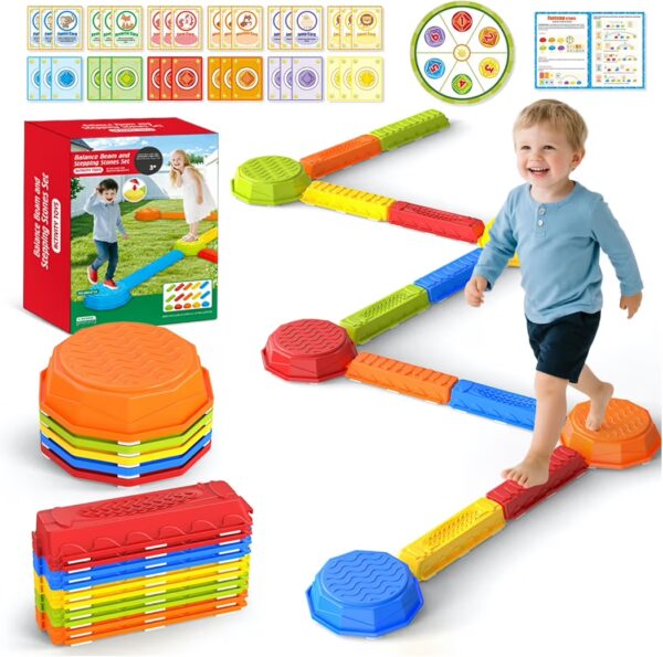 15PCS Rainbow Stepping Balance Beam Stones for Kids Toddlers