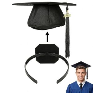 Graduation Cap Headband for Women BlackFirm Anti-fall HairBand for Graduation Hat Graduation Hat Headband Holder for Graduates,Students,Girls (1, Black)