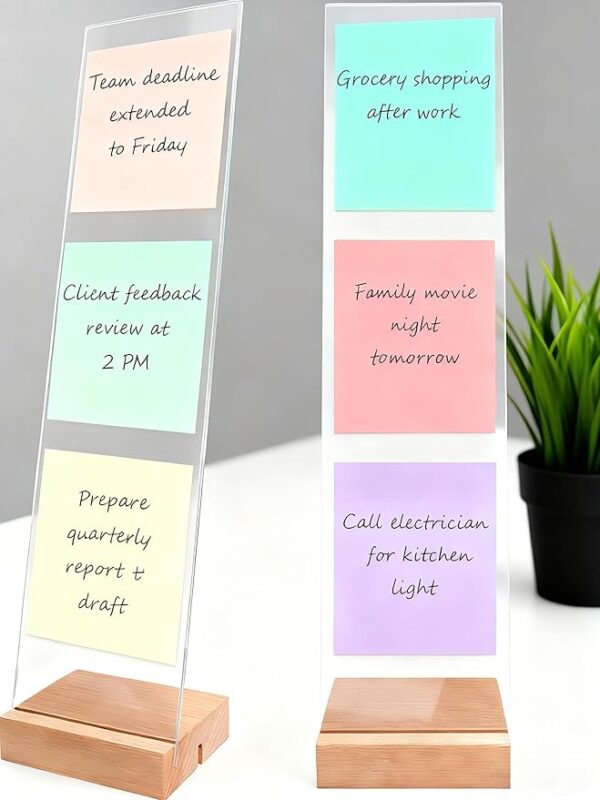 Monitor Memo Board 2PCS - Removable Sticky Note Holder for Computer Monitors, Transparent Acrylic Office Desk Accessories, No Screen Damage, Fits Laptops & Desktops