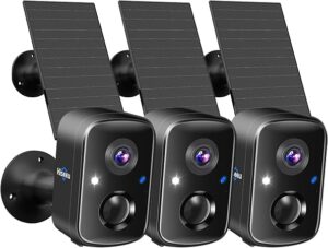 Security Cameras Wireless Outdoor, 3pcs Solar Powered 3K 4MP Surveillance WiFi Cameras for Home Security Outside, PIR/AI Motion Detection, Waterproof, Color Night Vision, 2-Way Audio, Black