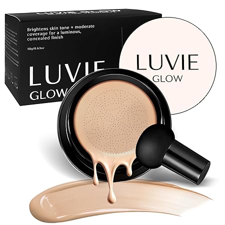 Ideal for Light/Medium Complexions-Hush Makeup Foundation, Mushroom Head Air Cushion CC Cream - BB Cream Foundation for Older Women (Natural color)