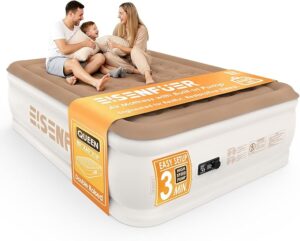 Air Mattress Queen with Built-in Pump – 18" Raised Inflatable Bed with High Speed Built-in Pump, Stable and Durable, colchón inflable, Carry Bag, Cozy Guest Air Bed for Sleepovers, Glamping, Moving