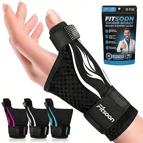 Thumb Wrist Brace | Upgraded Thumb Spica Splint Stabilizer Pain Relief Night Support for De Quervain’ s Tenosynovitis Trigger Finger Arthritis Sprains | Breathable Fabric (Classic White/Black, L/XL - Fit both hands)