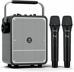 150W High-Power Karaoke Machine with 2 Wireless Microphones, Premium Voice Amplifier/PA System, Portable Bluetooth Speaker with Microphone