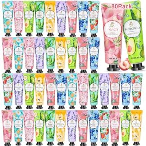 810w-j1yXoL._SY450_ 80 Pack Hand Cream Gift Set: Hand Lotion Travel Size, Teacher Appreciation Gifts, Hand Cream for Dry Cracked Hands, Mini Lotion Bulk, Small Gifts for Women Corworkers Nurse Birthday Party