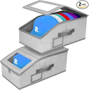 Hat Storage for Baseball Caps,2 PCS Stackable Hat Storage Boxes holds up to 24 Caps Hat Organizer for Closet