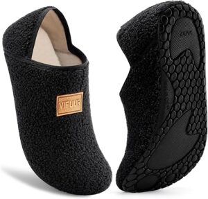 81AxWcLhbYL._AC_SY535_ House Slippers for Women Men Slip on Indoor Barefoot Slipper Socks Fuzzy Cozy Sock Shoes for Home Bedroom Travel