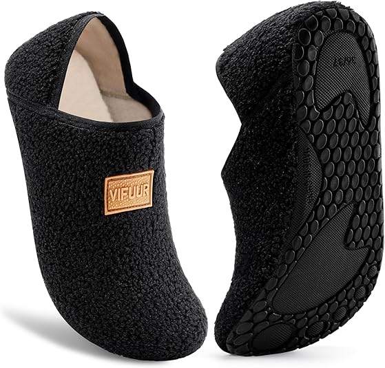 House Slippers for Women Men Slip on Indoor Barefoot Slipper Socks Fuzzy Cozy Sock Shoes for Home Bedroom Travel