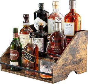 Wine Bar Cabinet Rack Organizer - 3-Tier Bottles Holder for Coffee Wine Bar Cabinet, Liquor Bottle Display Shelf - Kitchen Cabinet for Spices