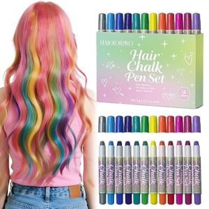 Hair Chalk 12 Colors, Temporary Hair Color Washable, Temporary Hair Dye for Kids Women Men, Birthday Party Christmas Halloween Gifts