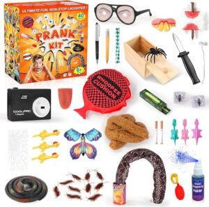 Pranks Kit for Kids Adults, 40 PCS Prank Stuff, Ultimate Pranks Scare Kit is Perfect for April Fools, Halloween, Christmas, Birthday Gifts