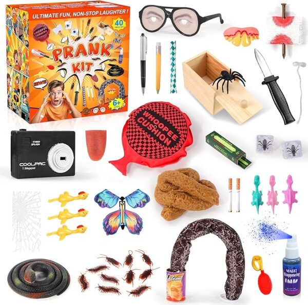 81Ilj0O0ztL._AC_SX679_ Pranks Kit for Kids Adults, 40 PCS Prank Stuff, Ultimate Pranks Scare Kit is Perfect for April Fools, Halloween, Christmas, Birthday Gifts