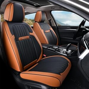 Coverado Car Seat Covers Front, Seat Covers for Cars, Waterproof Car Seat Cushions, 2-Pack Leather Carseat Seat Protectors
