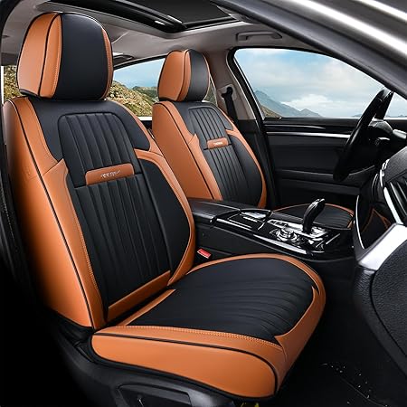 Coverado Car Seat Covers Front, Seat Covers for Cars, Waterproof Car Seat Cushions, 2-Pack Leather Carseat Seat Protectors