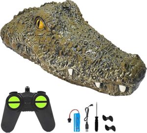 RC Alligator Head Boat, 2.4 GHz Remote Control Crocodile Boat with Low Battery Protection, 15mph High Speed, Great for Guard Prank in Swimming Pool Pond Lake Home Decoration