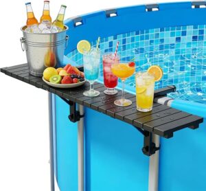Pool Bar Heavy Duty & Stable Poolside Bar for Above Ground Pool, Fits Top Rails up to 4.48" or Less, Holds 110 lbs, 49.4"x9.6" Swim Up Bar for Frame Round & Oval Above Ground Pools