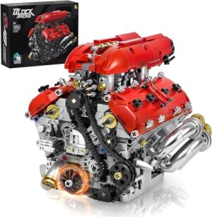 V8 Engine Model Kit, Build Your Own Visible Car Motor, Advanced STEM Mechanical Building Block Set for Adults