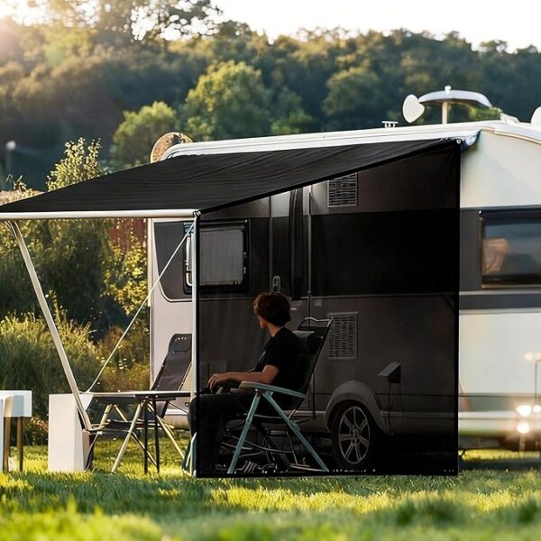 81W4ZAJdDHL._AC_SX679_ 9'X7' RV Awning Side Shade, Black Mesh RV Awning Sun Shade Screen, Universal Trailer Sunshade Screen with Complete Kits for Camper