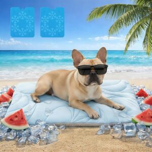 Dog Cooling Mat New 5.0 Version Built-in Ice Pack, Long-Lasting Cool 6-8h, 30" x 20" Ultra Thick Soft Vine Pattern Pet Cooling Mat
