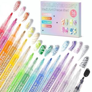 Nail Art Pens, 16 Colors Acrylic Nail Paint Pens Kit Quick Drying