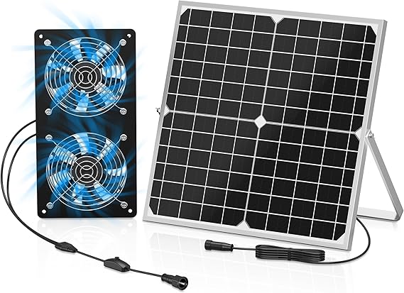 Solar Exhaust Fan for Shed, 350 CFM High Airflow Solar Vent Fan with Dual Waterproof Fans