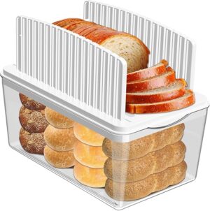 Upgrade Pull Out Bread Slicer for Homemade Bread with Bread Box, Foldable Bread Slicing Guide,Removable Cutting Board, Slice Evenly, Bread cutter slicer