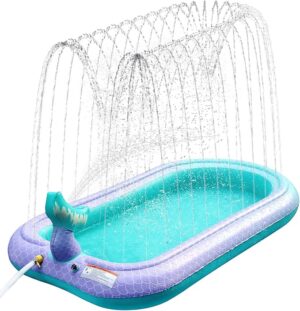 81fZfzYTC-S._AC_SX679_ 68" Mermaid Splash Pad & Sprinkler for Kids, Large Outdoor Water Play Mat Summer Inflatable Wading Pool, Fun Sprinkler Water Toys for Toddlers Babies Boys Girls Age 3+ -Pink