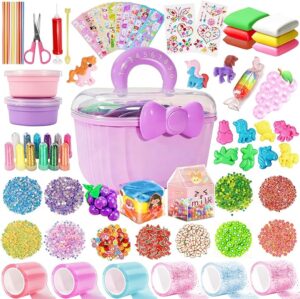 Nano Tape Bubble Kit for Kids, Nano Tape Bubble Squishy Maker with Slime, Glitter, Clay and Accessories Tools, DIY Birthday Gift for Girls Boys 3 4 5 6 7 8 Years Old