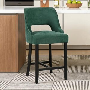ClinQ Bar Stools Set of 1, 26" H Counter Height Bar Stools with Backs, Modern Upholstered Accent Barstools with H-Shaped Footrest for Kitchen
