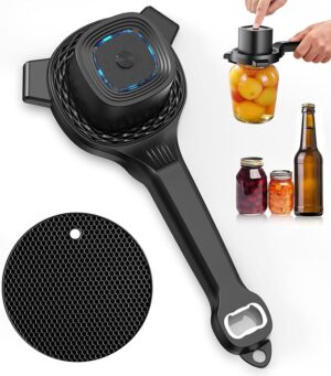 Electric Jar Opener for Seniors with Power-Clamp Technology, 2-in-1 Patent Automatic Jar & Bottle Opener Rechargeable 800mAh Hands-Free Opener