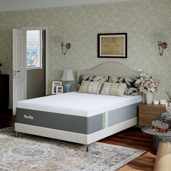 Green Tea Queen Mattress, 14 Inch Gel Memory Foam Mattress Queen in a Box for Cooling Comfort with Nylon Cover, Pressure Relieving & Spine Alignment with CertiPUR-US Certified Foams
