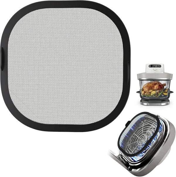 Metal Mesh Splatter Shield Heat-Resistant Splash Guard for Ninja Crispi Pro Glass Air Fryer - Accessories for Ninja Crispi Pro AS101CY，Reusable Air Fryer Replacement Parts (Magnetic)