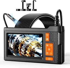 Dual Lens Borescope with 32GB Card, 4.3" Endoscope Camera with Light 16.4FT Semi-Rigid Inspection Cable