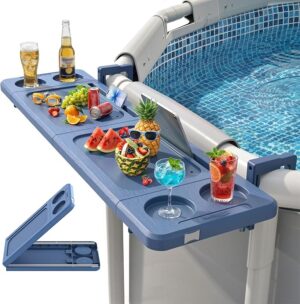 Poolside Bar, Poolside Bar Table with Adjustable Support Bracket Fits Above-ground Pools, Swim Up Bars Capacity Up to 110lbs