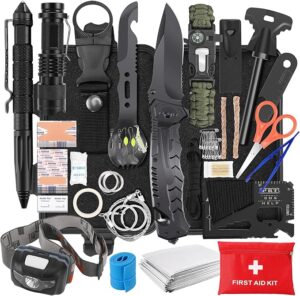 81vjO4mU+VL._AC_SX679_ Survival Kits, Survival Gear and Equipment 116-in-1, Emergency Kit with First Aid Kit, Tactical Pen, Fishing Kit, Headlamp for Camping