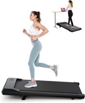Under Desk Walking Pad with Incline, 2.5HP Quiet Treadmill for Home Office & Standing Desks, 300 LBS Capacity Portable Walking Machine with Remote
