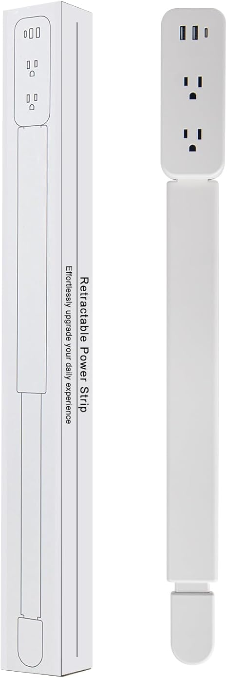 Outlet Extender Stick - Features USB-A, USB-C and 2 AC Outlets, Extends 22"-34", Rotates 180° Access Hard-to-Reach Outlets, Wall Plug Power Socket Expander Nightstands, Sofa, Desks and More