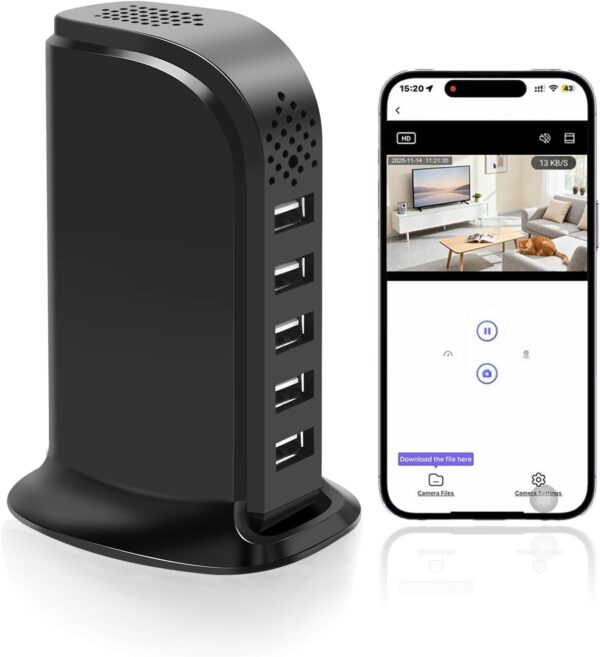 WiFi Hidden Spy Security Camera USB Charger, FHD 1080P Wireless Secret Camera Nanny Cam for Home Office Bedroom and Room Security with Real Time Motion Detection