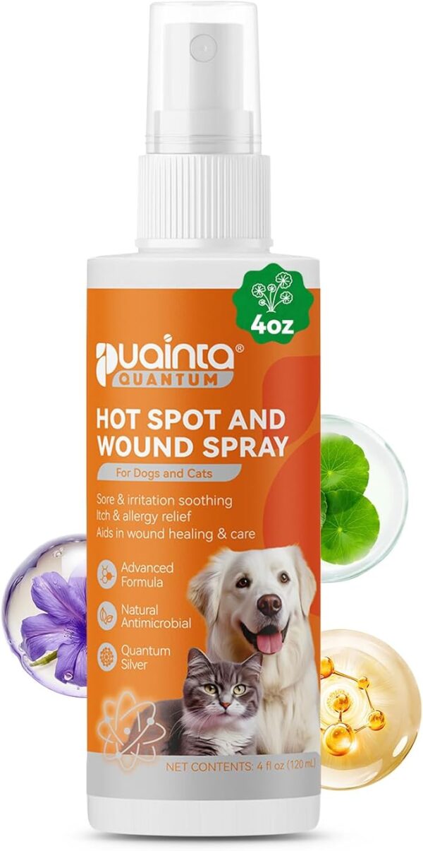 Hot Spot Spray for Dogs, Upgraded Quantum Silver Skin Spray for Dogs, Itch Relief and Hot Spot Treatment for Dogs, Supports Skin Infections and Irritations for All Animals, 4oz