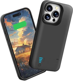 Battery Case for iPhone 16 Pro Max, 6000mAh Rechargeable Extended Battery Charging/Charger Case, Add 100% Extra Juice (6.9 Inches) Black